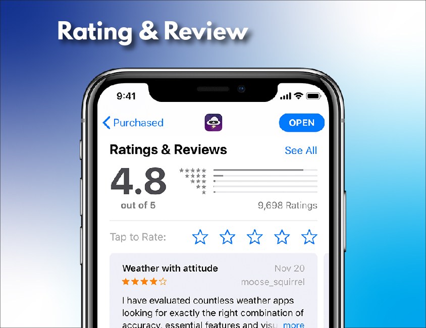 reviews and rating in apple app